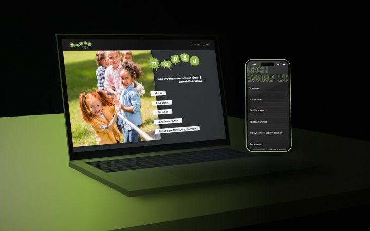 Website Desktop & Mobil für Mopäd – Mockup von ROMEDIA design